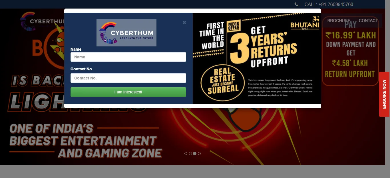 Bhutani Infra Cyberthum project website