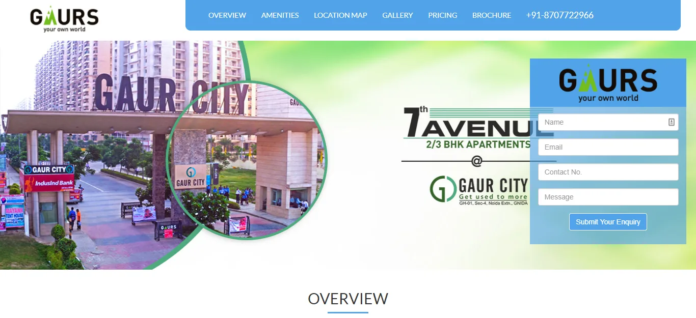 Gaurs Group 7th Avenue project website